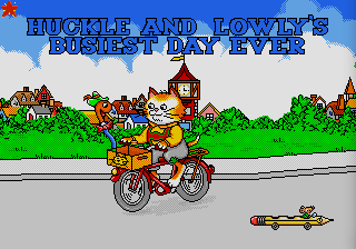 Richard Scarry's Huckle and Lowly's Busiest Day Ever title screen for Sega Pico